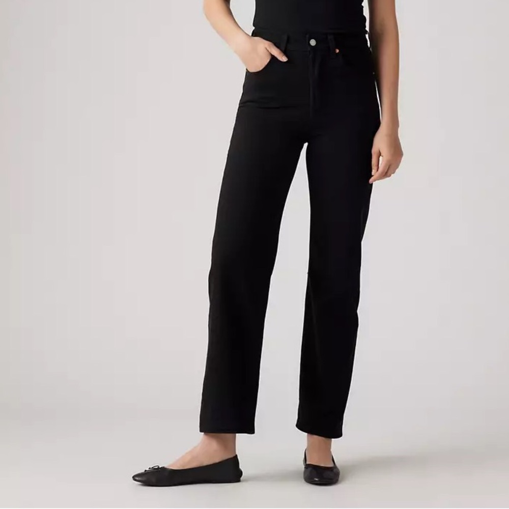 Levi's Ribcage Straight Black Ankle Jeans